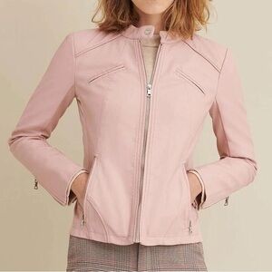 Guess Light Pink Leather Jacket